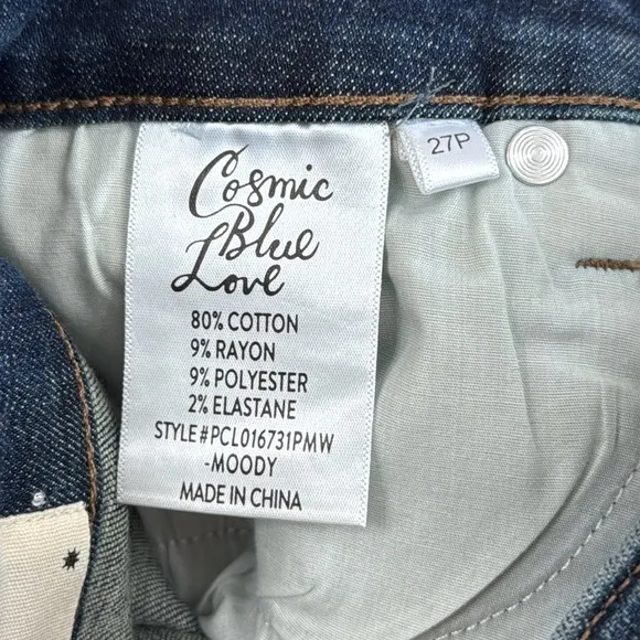 COSMIC BLUE LOVE Skinny Jeans Moody Size 27P