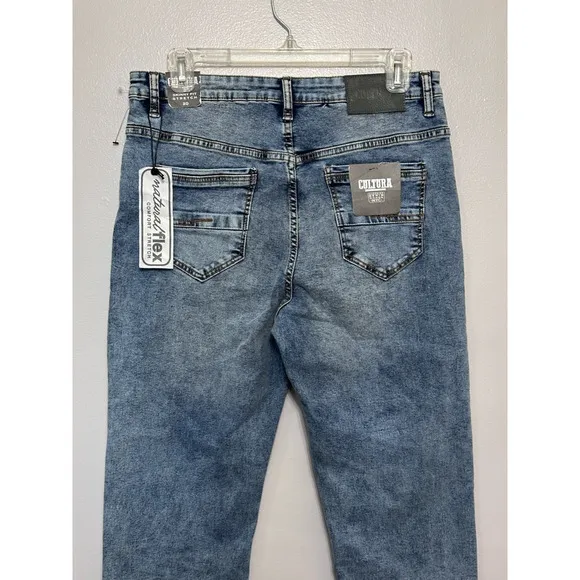 Cultura Womens Skinny Jeans Blue Whiskered Stretch Medium Wash Denim Plus 20 New
