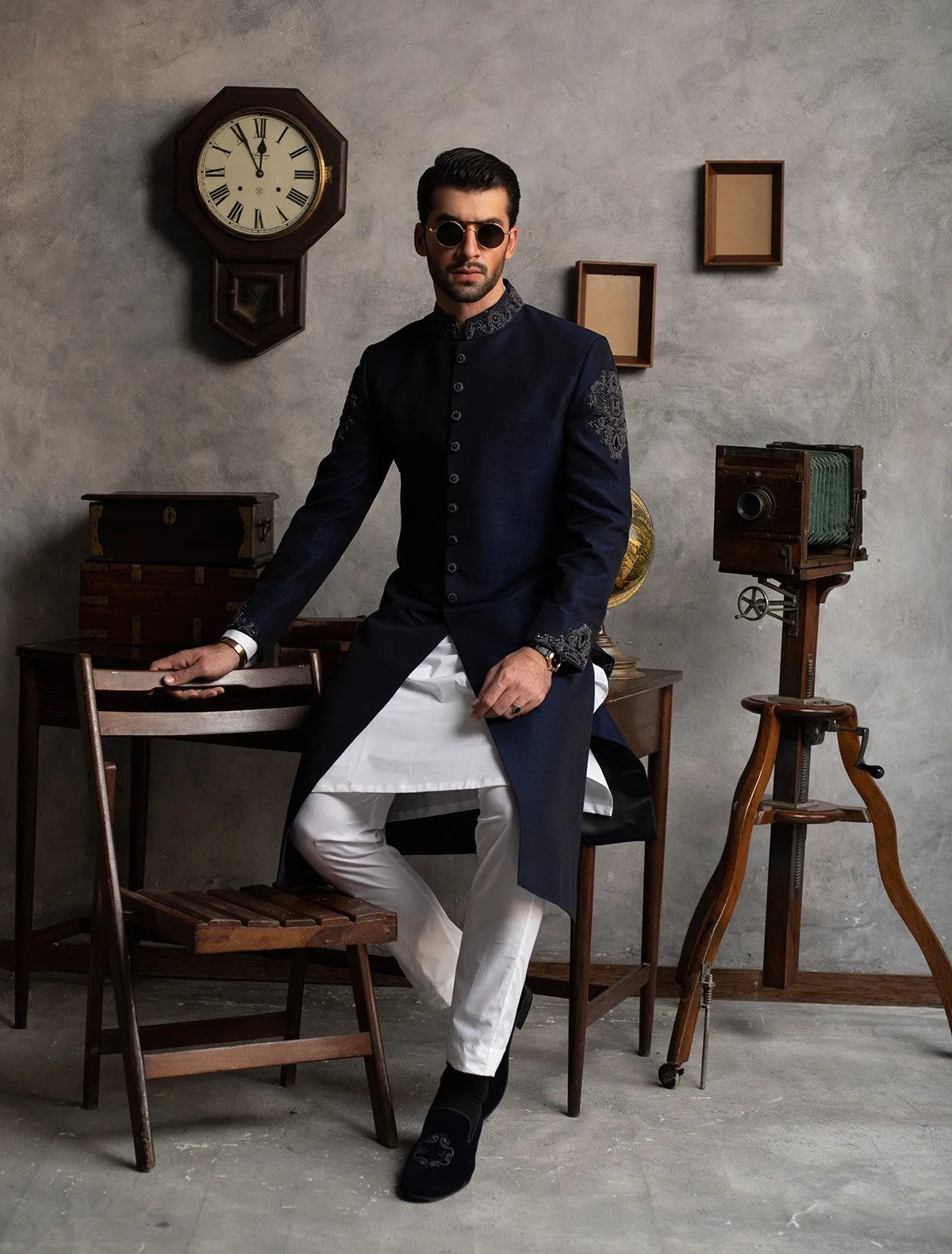 Designer Blue Pakistani Sherwani for Wedding Wear #GN94