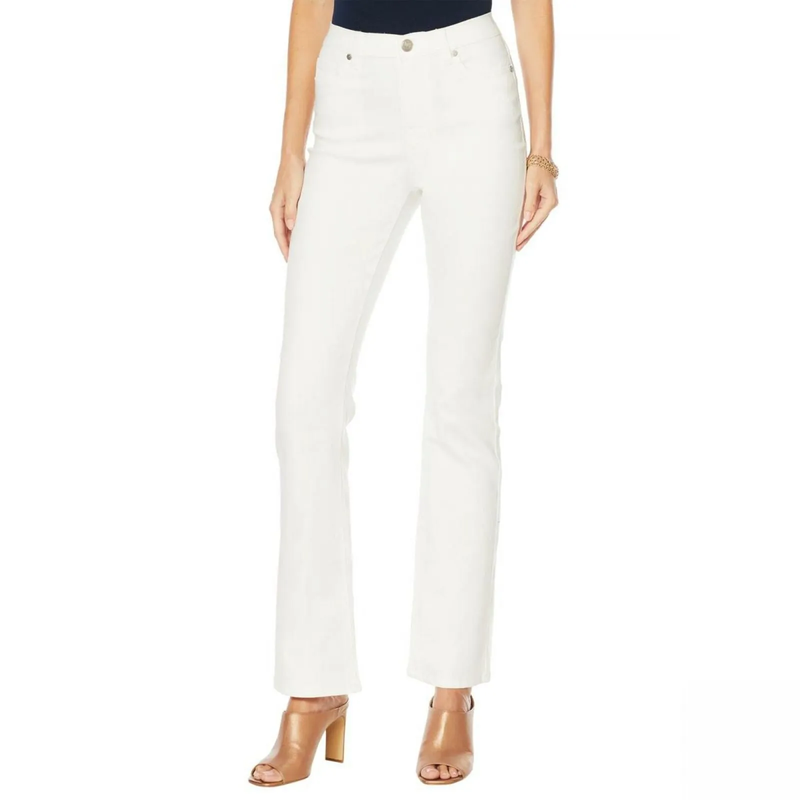 DG2 by Diane Gilman Women's Classic Stretch Boot Cut Jeans White Petite 18W