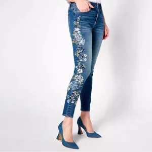 Driftwood BlueBell Fleur Embroidered High Rise Skinny Jeans