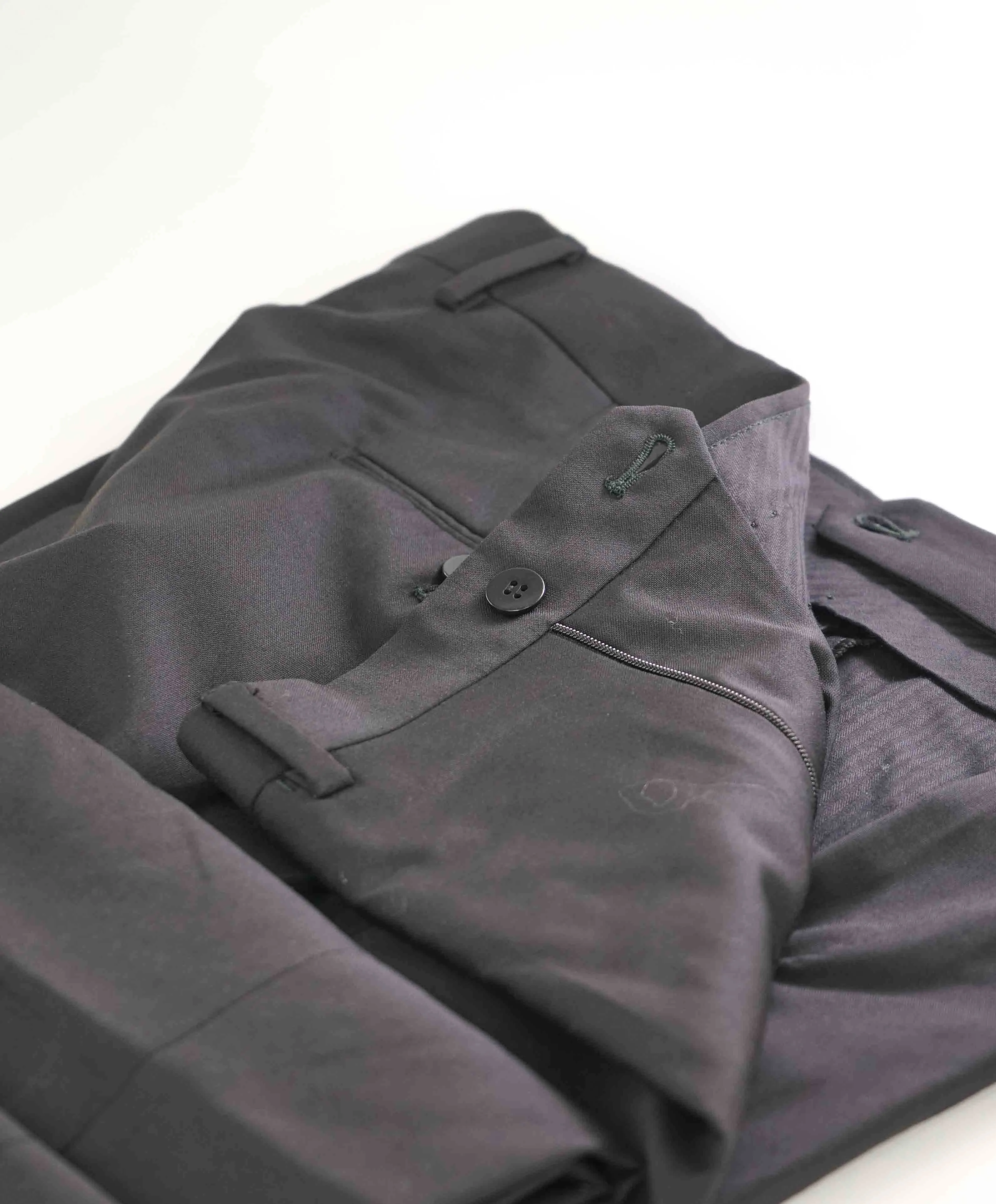 EIDOS - "ELONGATED WAIST TAB" Black Pure Wool Dress Pants - 35W