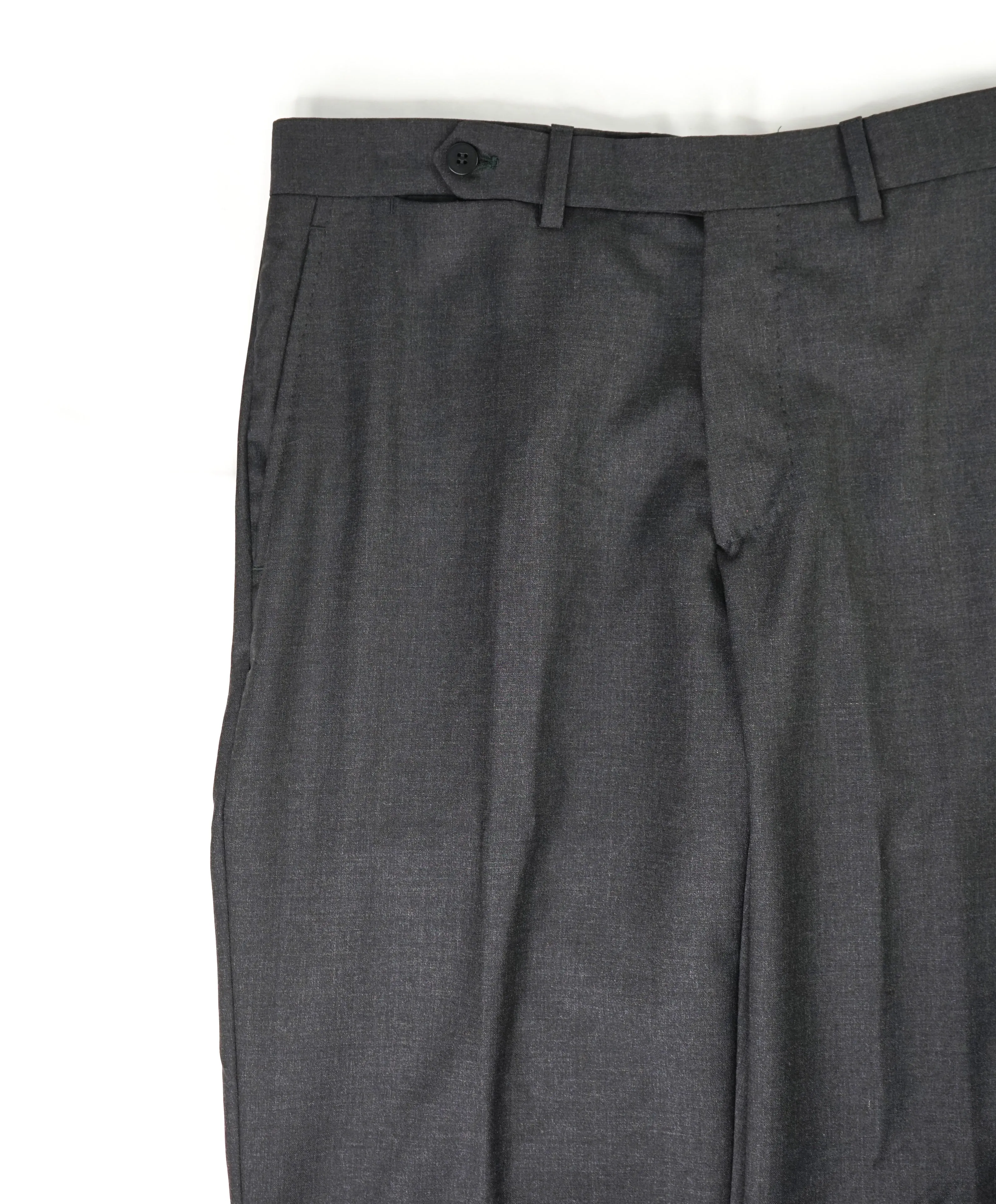 EIDOS - "ELONGATED WAIST TAB" Gray Charcoal Pure Wool Dress Pants - 32W