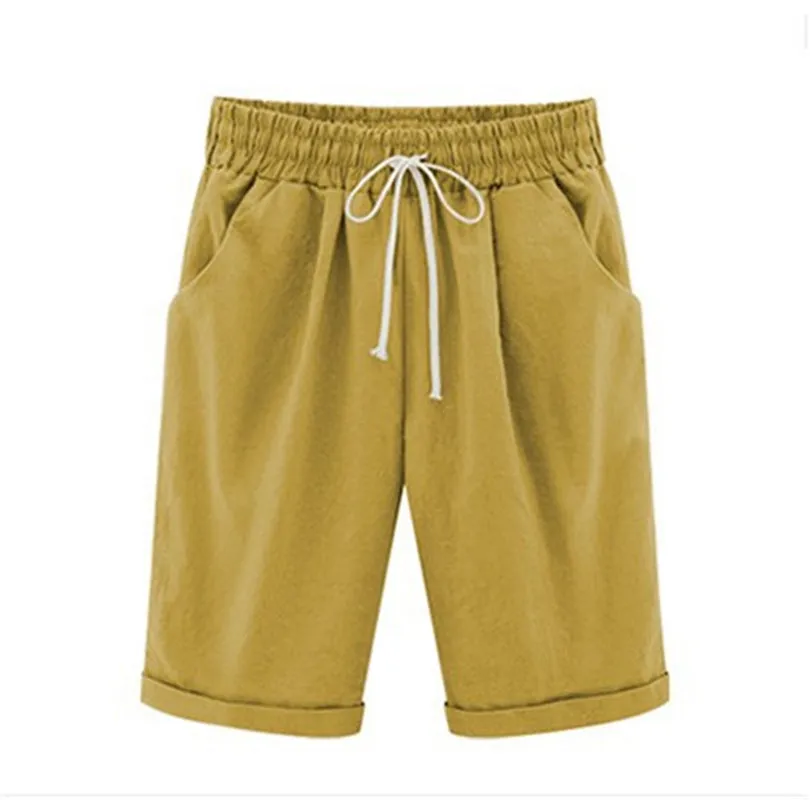 Elastic Waistband Lace Up Bermuda Beach Shorts for Women