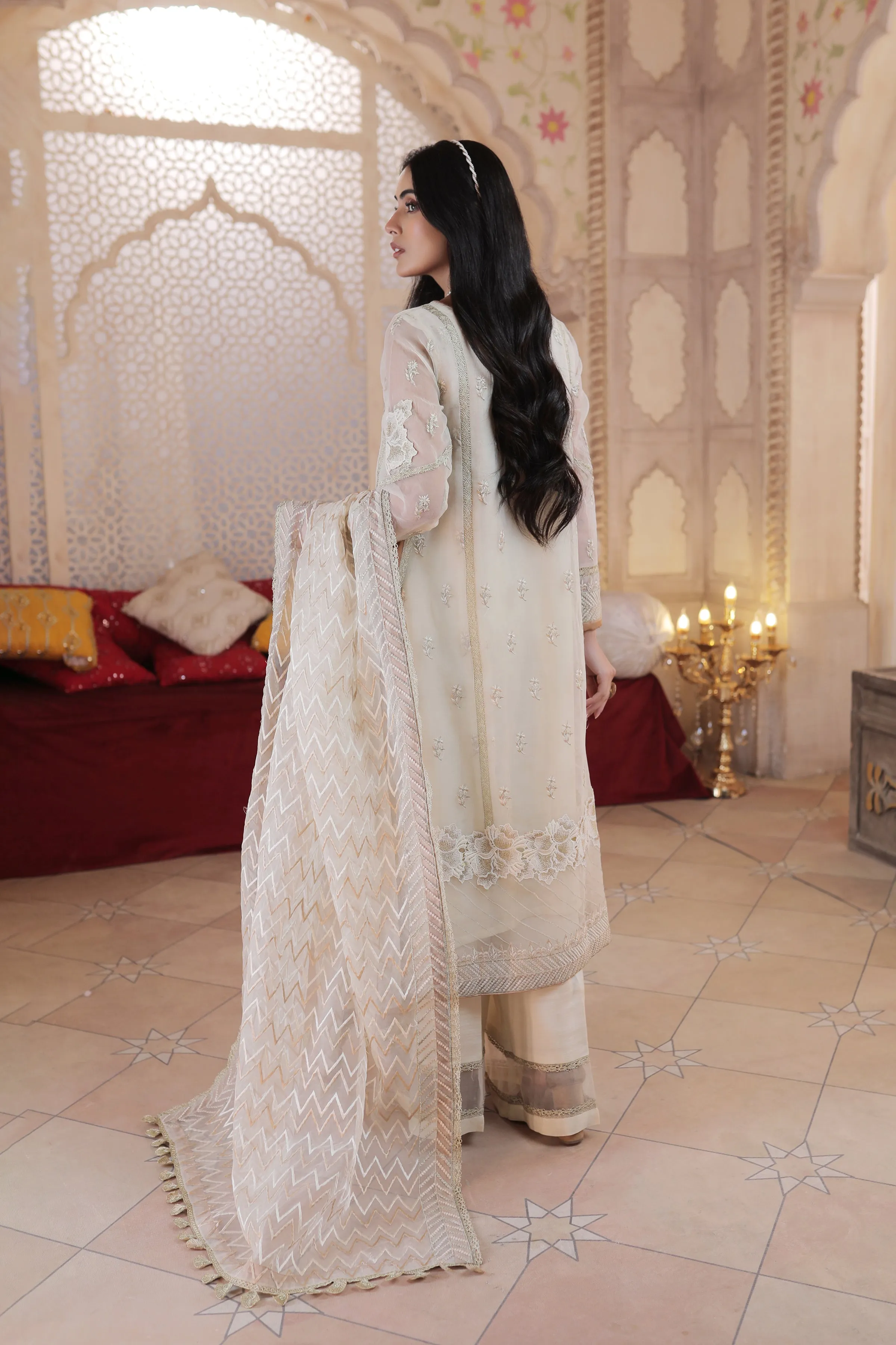 Elegant Fancy Pakistani White Suit for Women #PF354