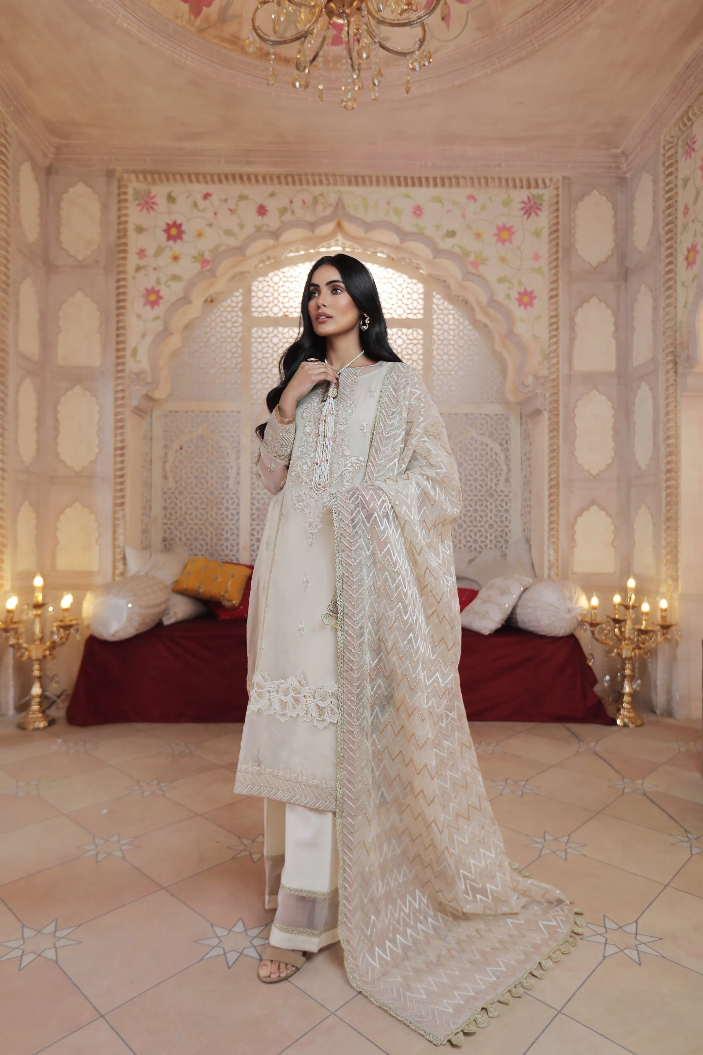 Elegant Fancy Pakistani White Suit for Women #PF354