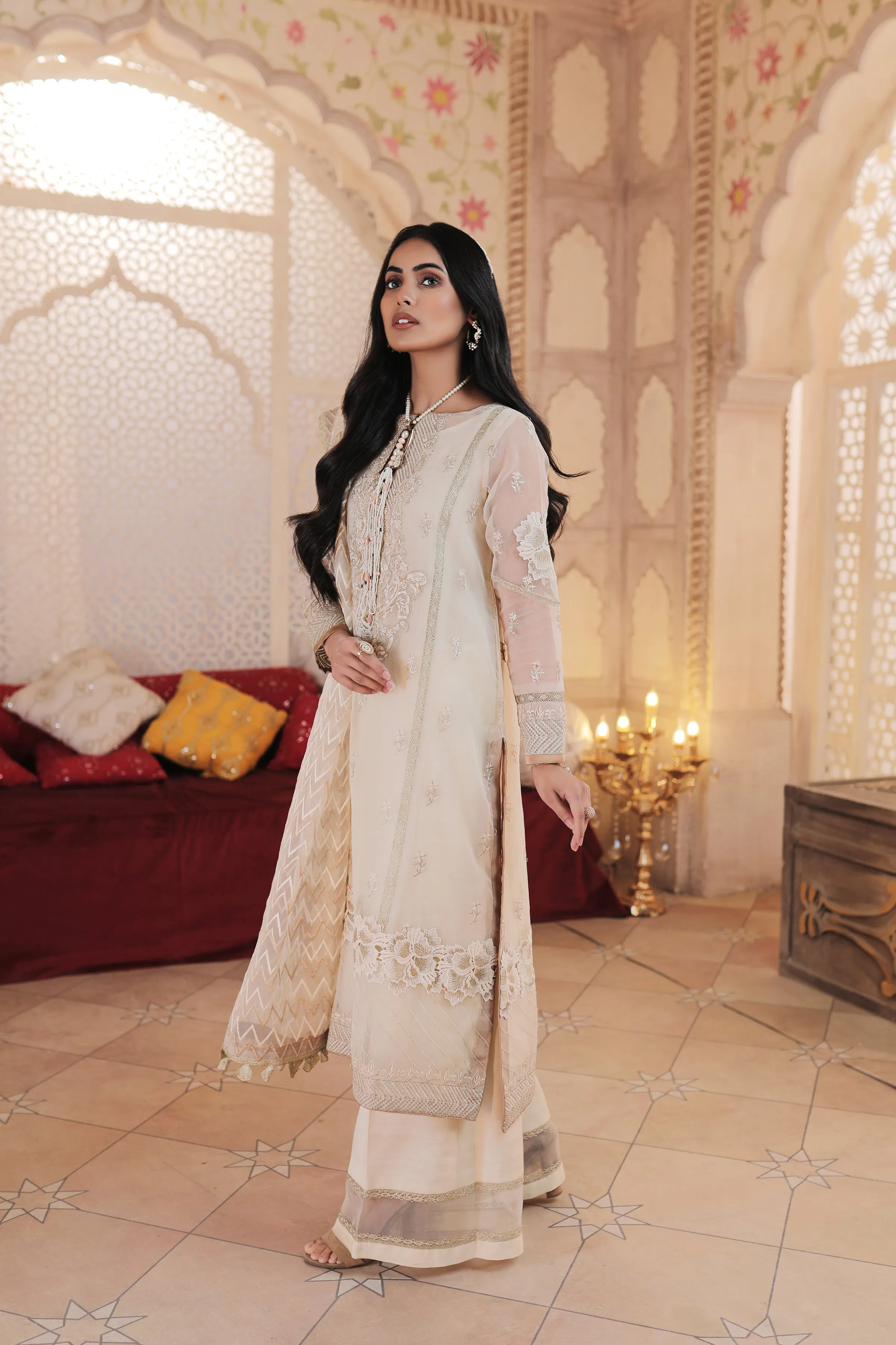 Elegant Fancy Pakistani White Suit for Women #PF354
