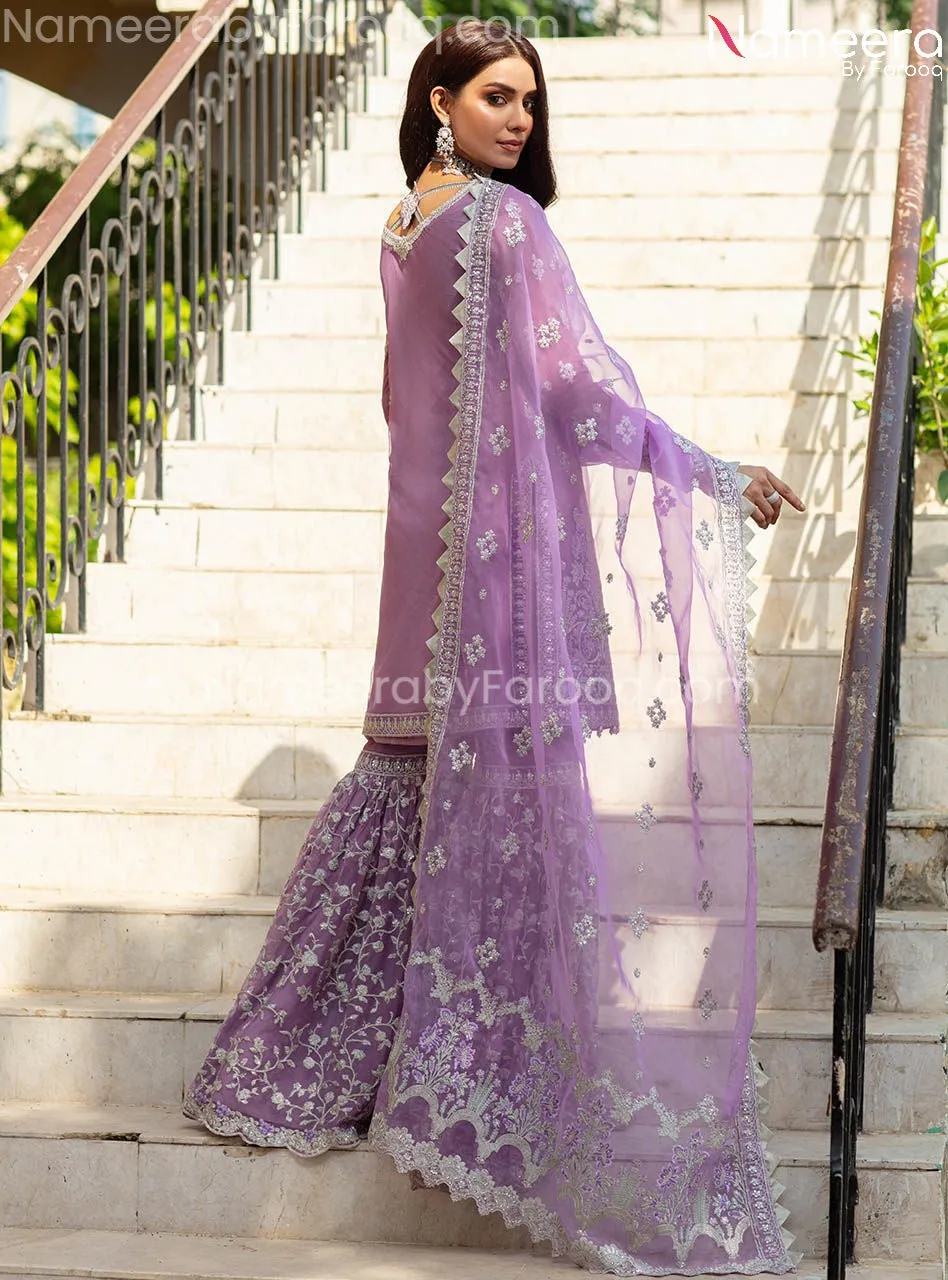 Elegant Gown Dress Pakistani In Lavender Color #PF229