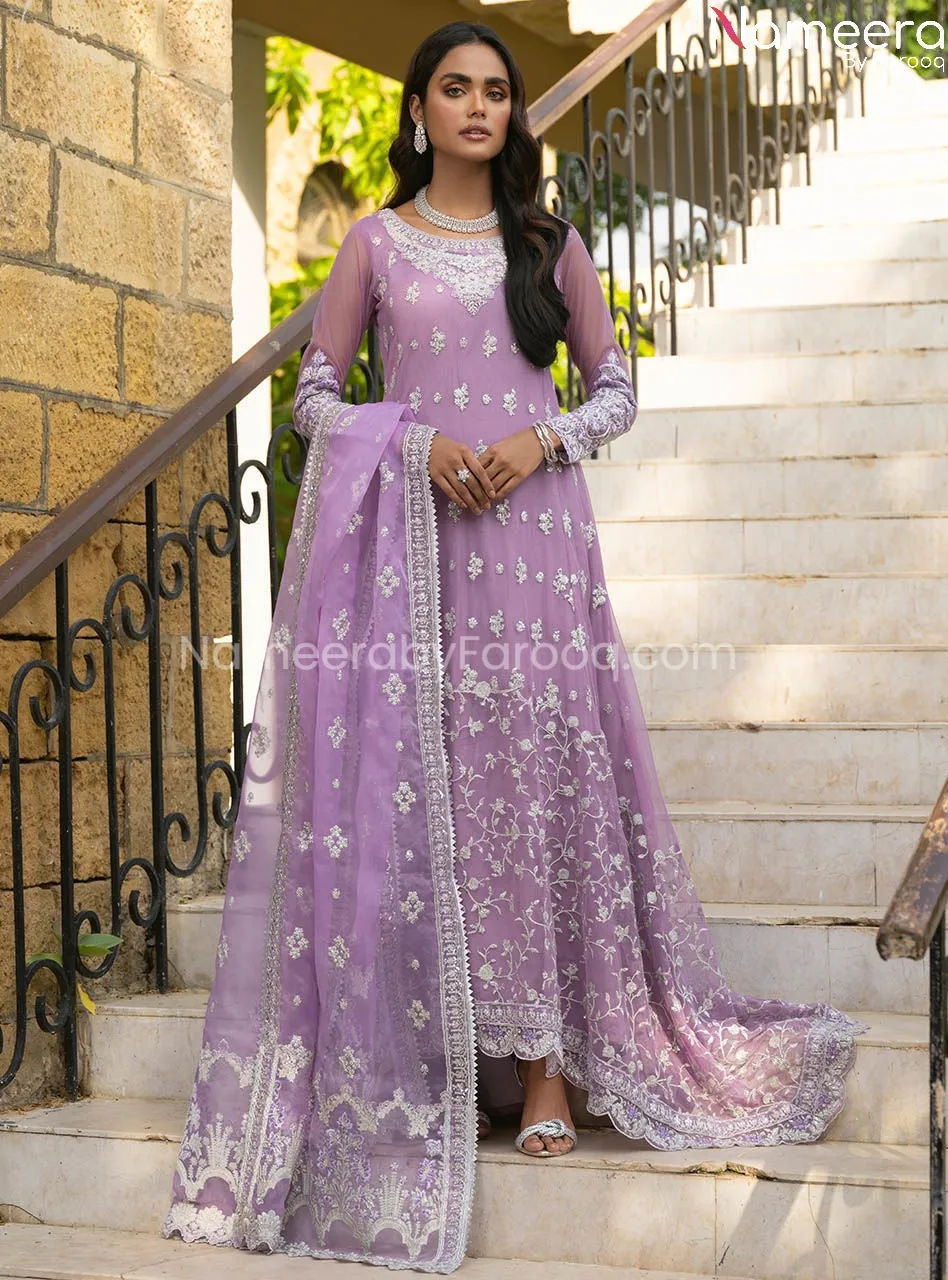 Elegant Gown Dress Pakistani In Lavender Color #PF229