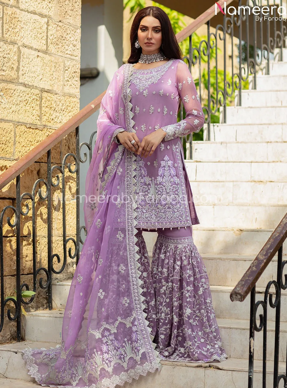 Elegant Gown Dress Pakistani In Lavender Color #PF229