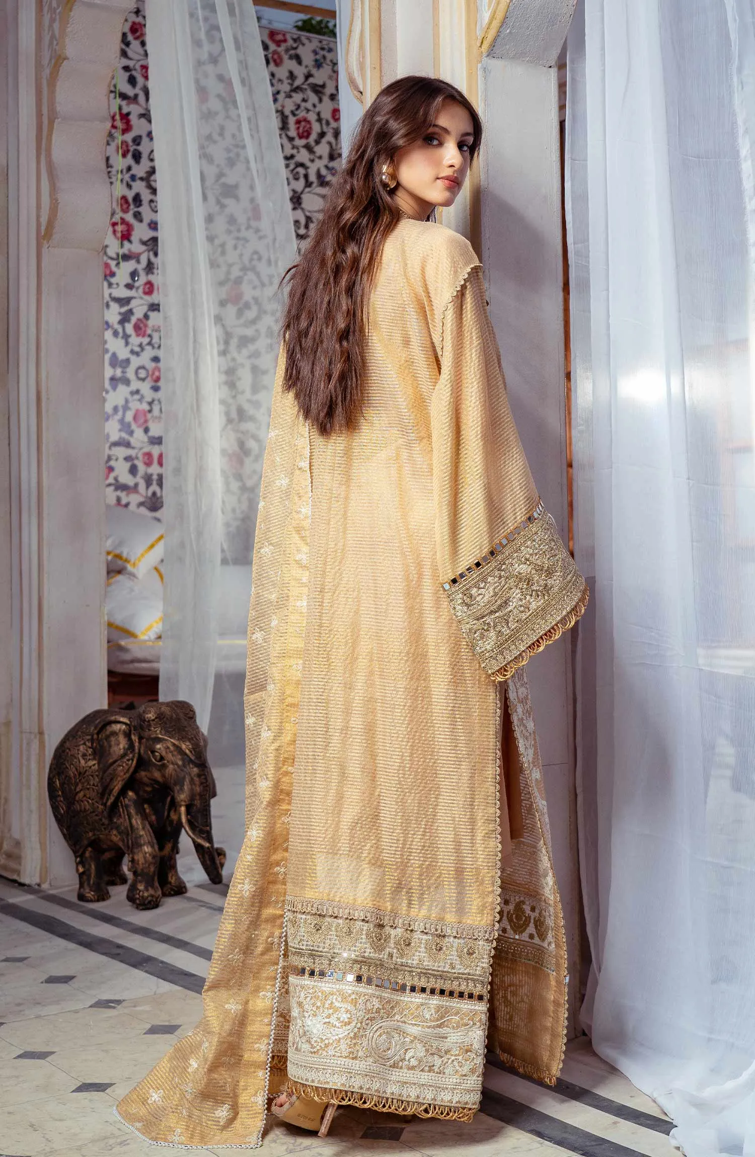 Embroidered Mesuri Pakistani Salwar Kameez Trouser Dupatta
