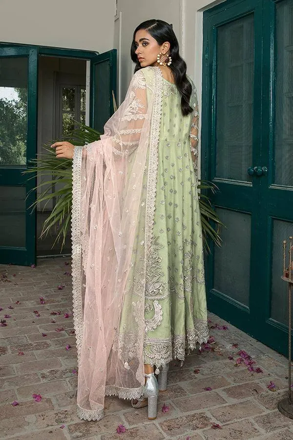 Embroidered Pakistani Party Dress In Pista Color #PF133