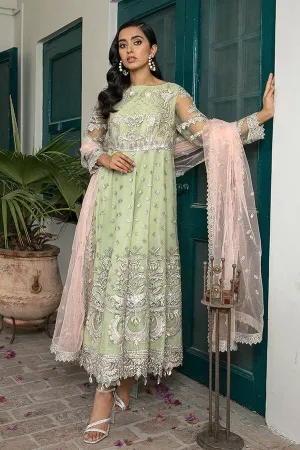 Embroidered Pakistani Party Dress In Pista Color #PF133