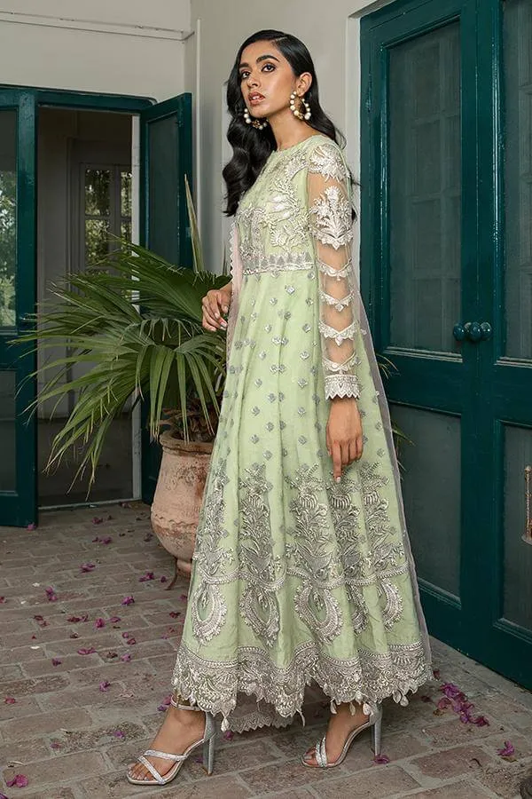 Embroidered Pakistani Party Dress In Pista Color #PF133