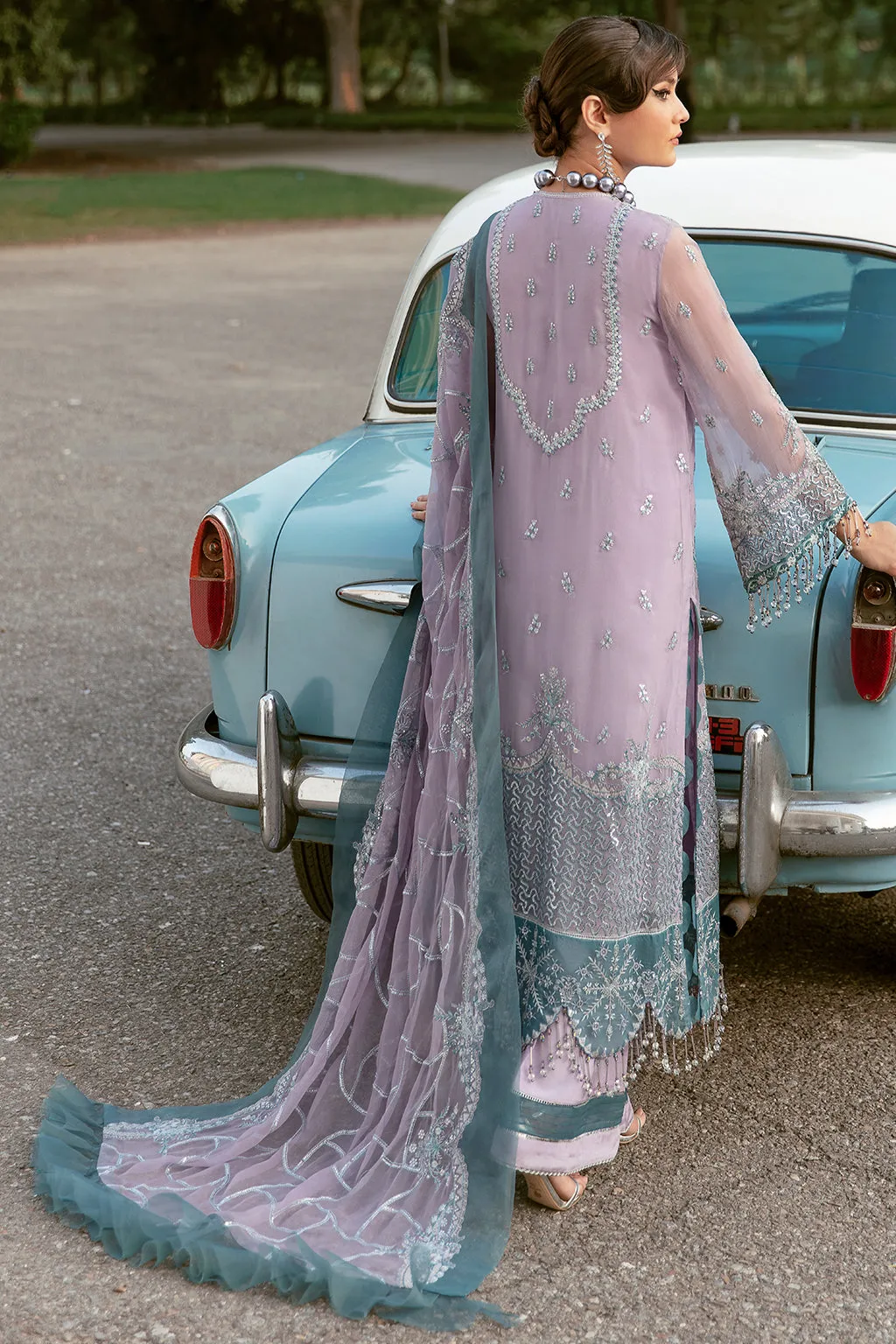 Embroidered Salwar Kameez in Lavender Shade #PF448