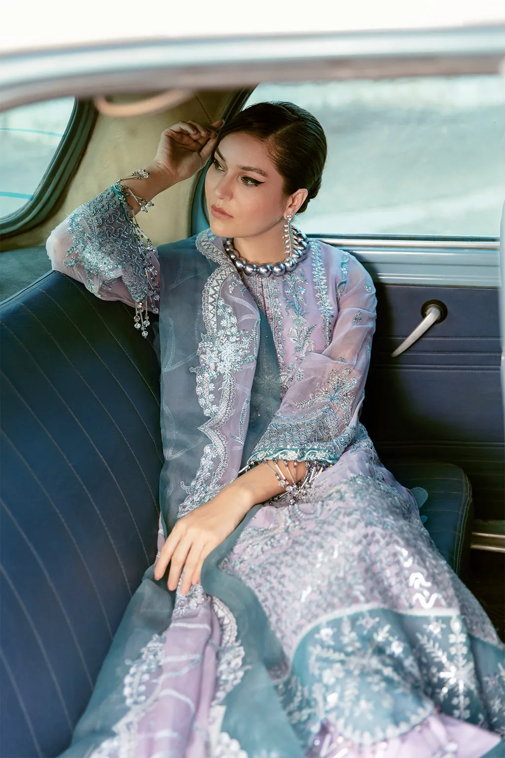 Embroidered Salwar Kameez in Lavender Shade #PF448