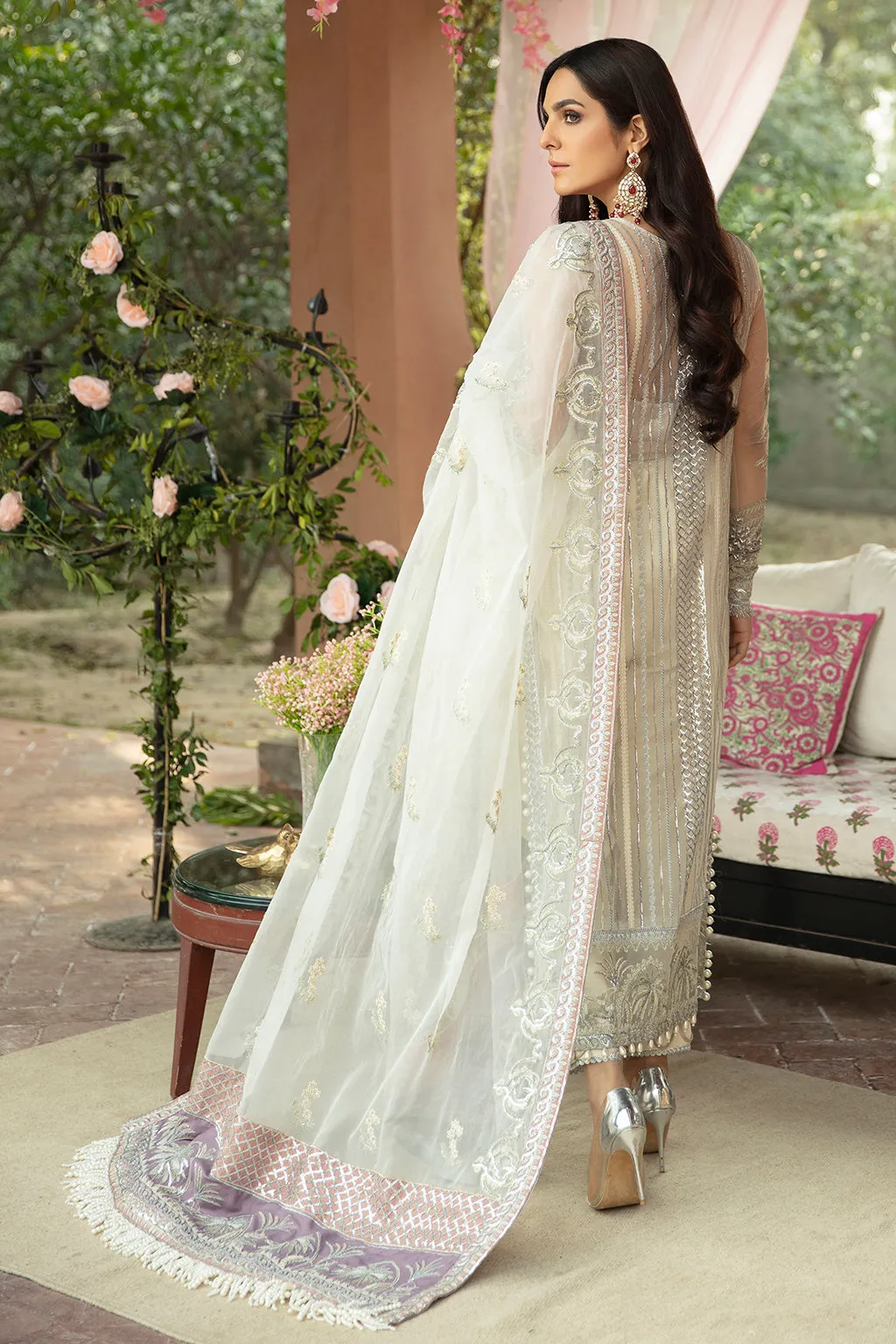 Ethereal White Embroidered Pakistani Wedding Dress Kameez Trousers