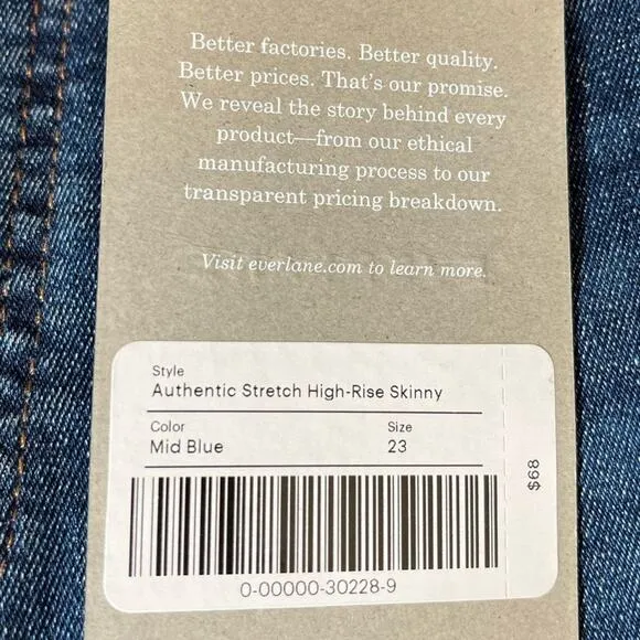 Everlane The Authentic Stretch High-Rise Skinny Jeans Medium Blue Size 23