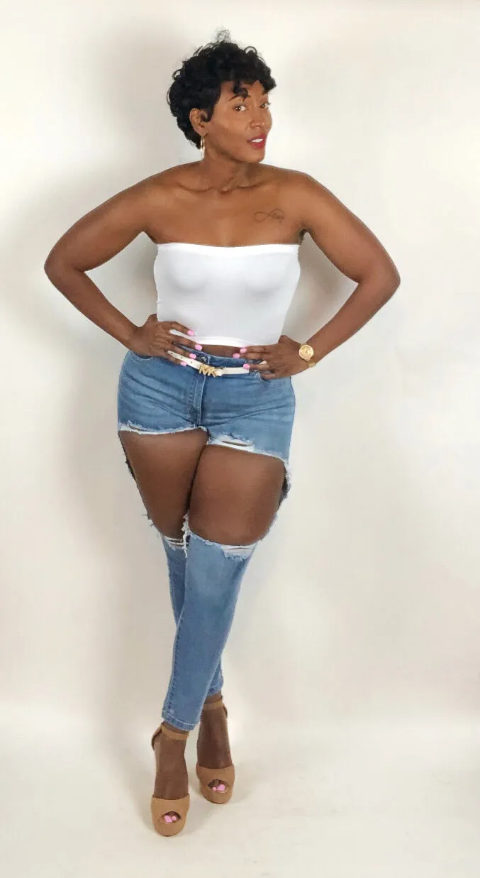 Extreme Distressed High Waist Skinny Jeans