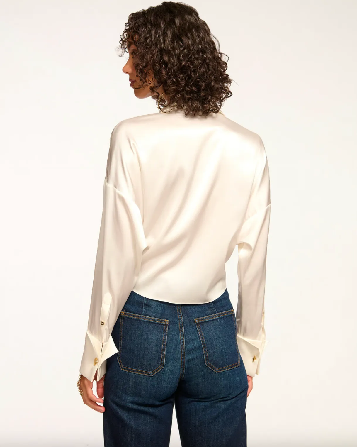 Farrah Silk Tie Front Blouse - Ivory