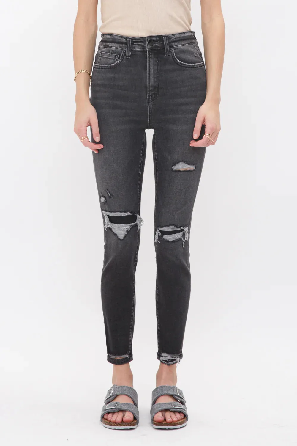 Feeling Secure High Rise Patched Skinny Jeans
