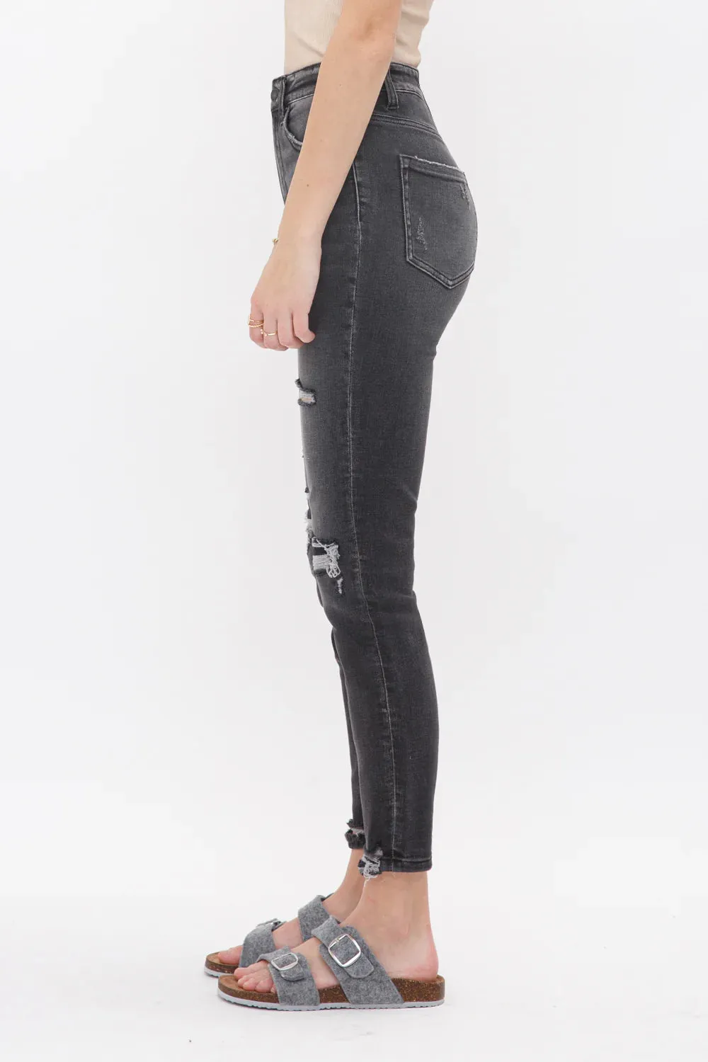 Feeling Secure High Rise Patched Skinny Jeans