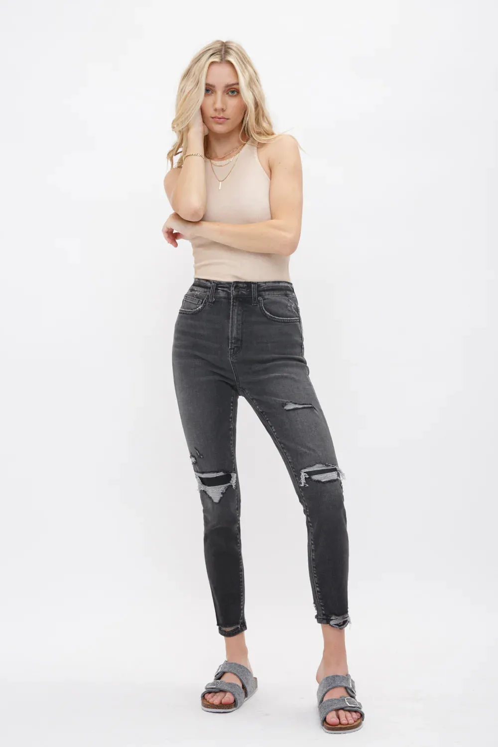 Feeling Secure High Rise Patched Skinny Jeans