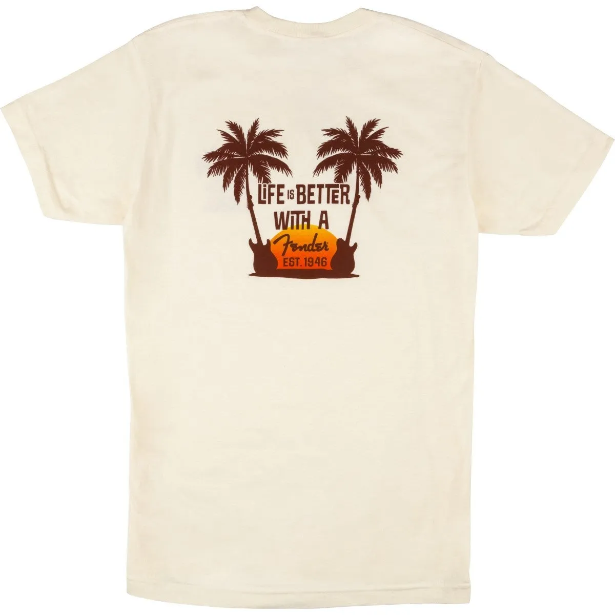 Fender Lifestyle Twin Palms T-Shirt Tan S 9190135306