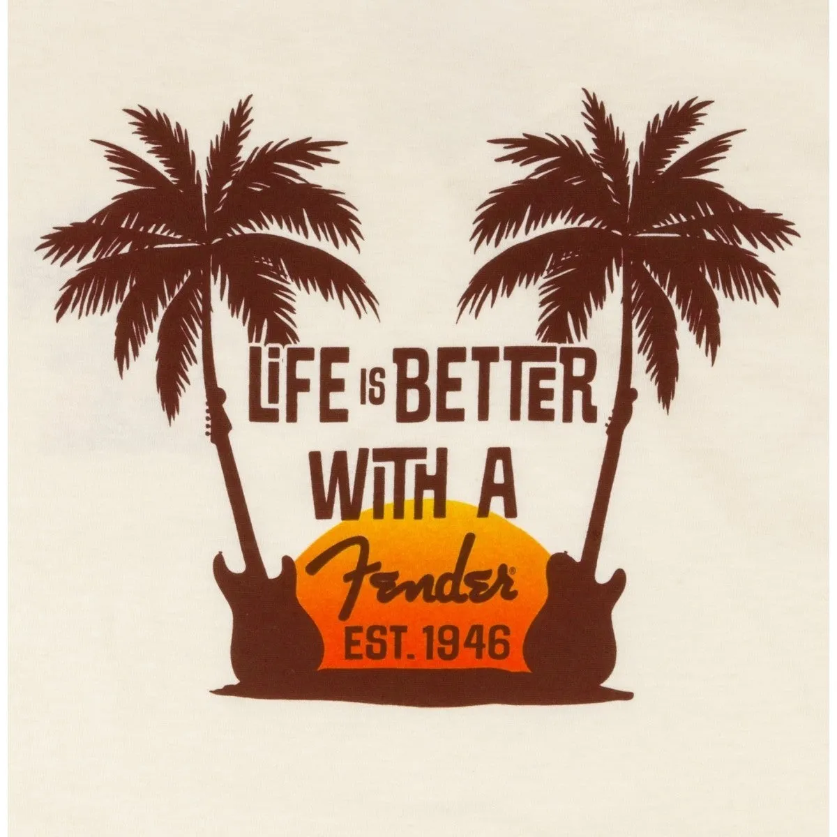 Fender Lifestyle Twin Palms T-Shirt Tan S 9190135306