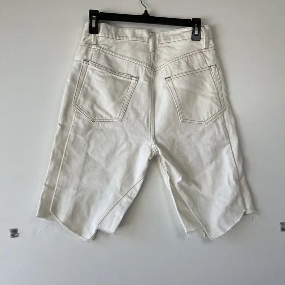 Frame La Vintage Bermuda long denim white shorts