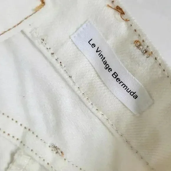 Frame La Vintage Bermuda long denim white shorts