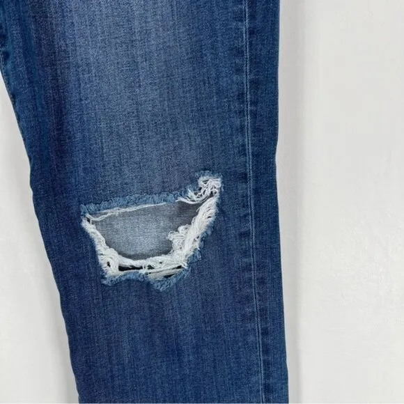 FRAME Le High Straight Raw Hem Distressed Stallion Rips Skinny Jeans Size 32