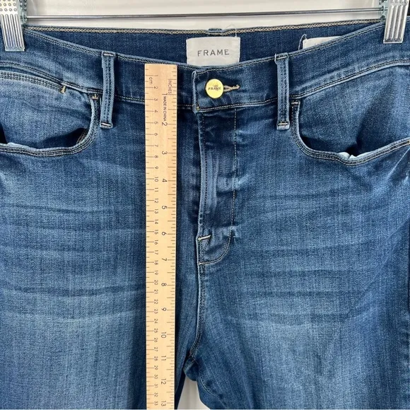 FRAME Le High Straight Raw Hem Distressed Stallion Rips Skinny Jeans Size 32