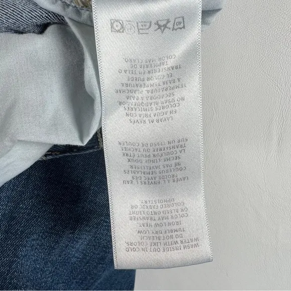 FRAME Le High Straight Raw Hem Distressed Stallion Rips Skinny Jeans Size 32