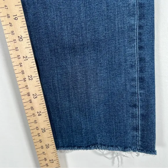 FRAME Le High Straight Raw Hem Distressed Stallion Rips Skinny Jeans Size 32