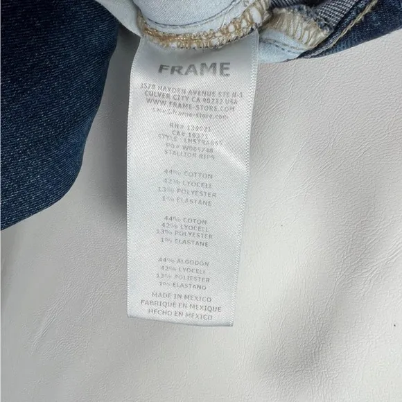 FRAME Le High Straight Raw Hem Distressed Stallion Rips Skinny Jeans Size 32