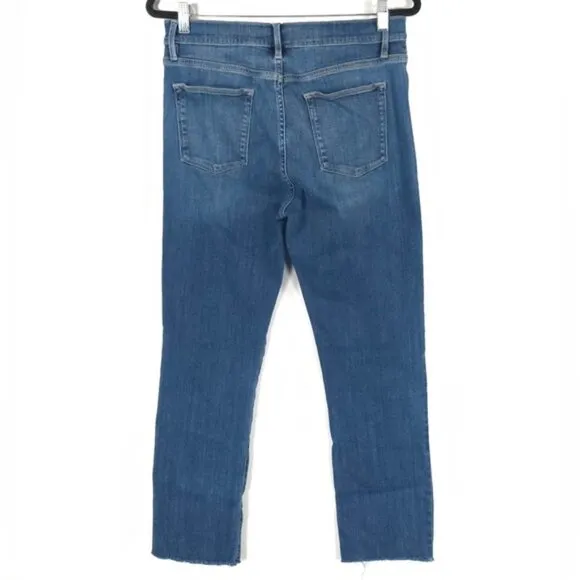 FRAME Le High Straight Raw Hem Distressed Stallion Rips Skinny Jeans Size 32
