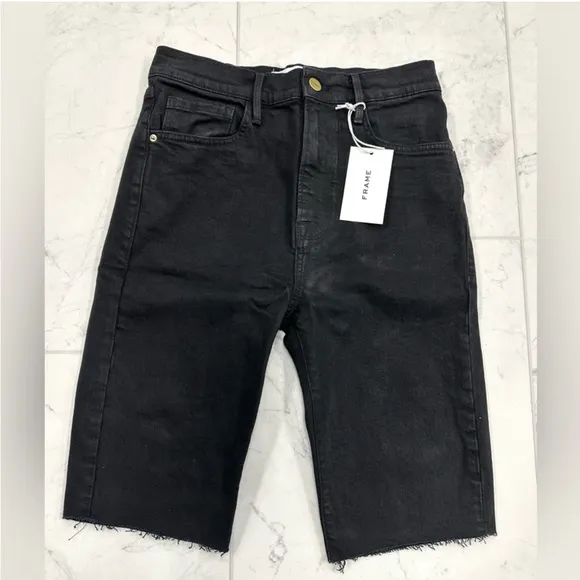 FRAME Le Vintage High Waist Raw Edge Bermuda Shorts
