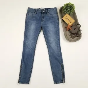 Free People dark wash skinny ankle zipper jeans size 26