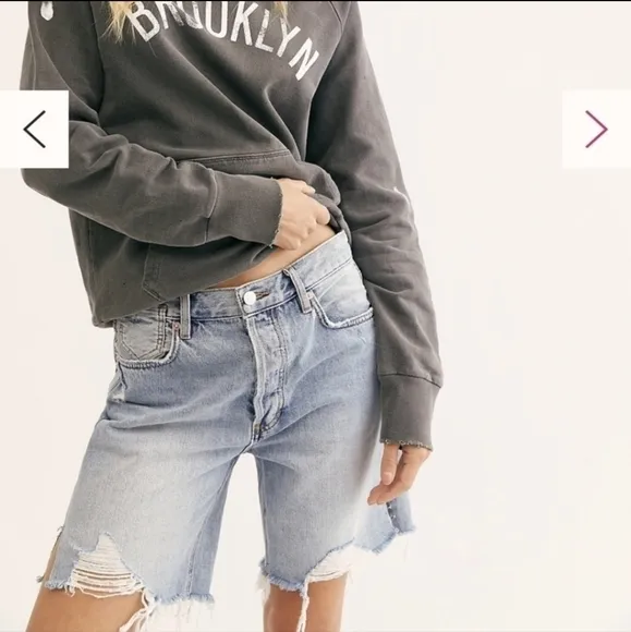 𝅺FREE People Sequoia Distressed Bermuda Shorts with Raw Hem 26