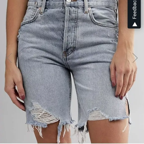 𝅺FREE People Sequoia Distressed Bermuda Shorts with Raw Hem 26