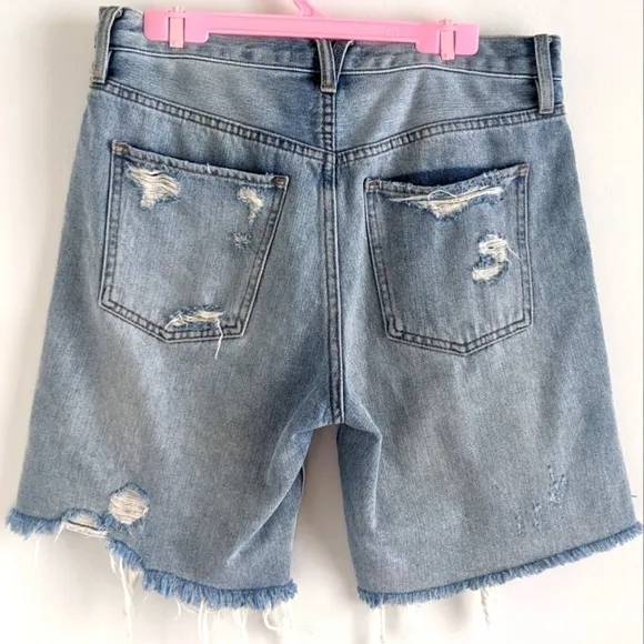 𝅺FREE People Sequoia Distressed Bermuda Shorts with Raw Hem 26