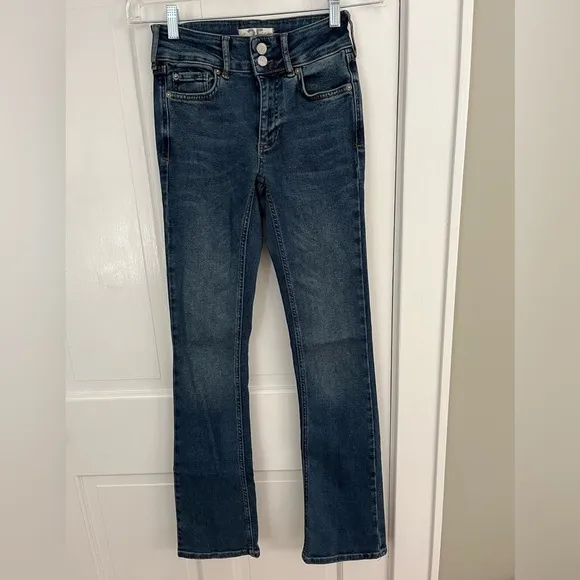Free People We the Free Shayla Boot Cut Denim Blue Jeans Size 25 Western Boho