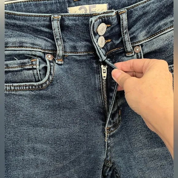 Free People We the Free Shayla Boot Cut Denim Blue Jeans Size 25 Western Boho