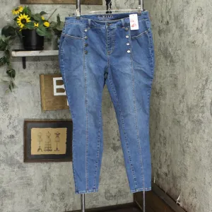 G By Giuliana Women G-Sculpt Skinny Ankle Jean with Buttons Malibu Wash Blue 18W