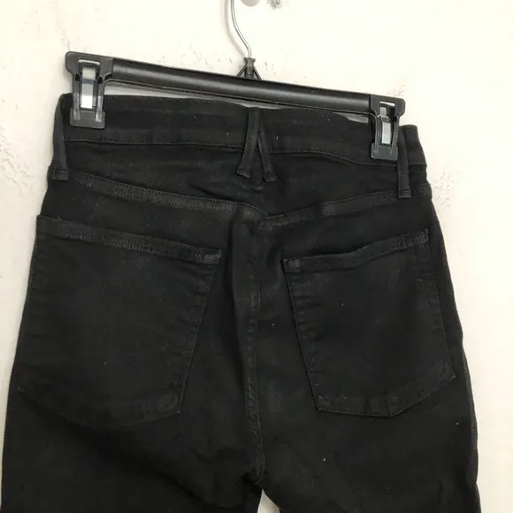 Good American Black Coated Denim Bermuda Shorts Cutoff Size 0/25
