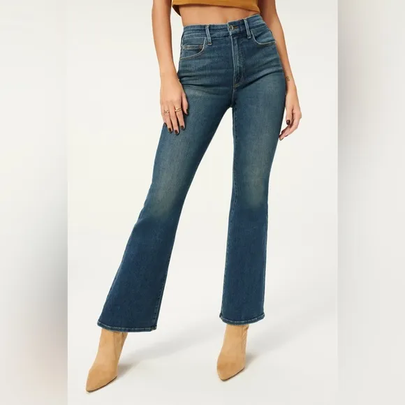 Good American Good Classic Slim Bootcut Jeans, Blue 811, Size 6/28