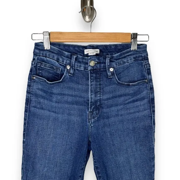 Good American Good Legs Blue Denim Raw Chewed Hem High Rise Skinny Jeans 26