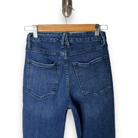 Good American Good Legs Blue Denim Raw Chewed Hem High Rise Skinny Jeans 26