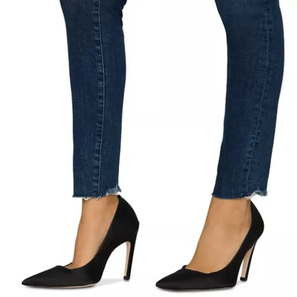 Good American Good Legs Blue Denim Raw Chewed Hem High Rise Skinny Jeans 26